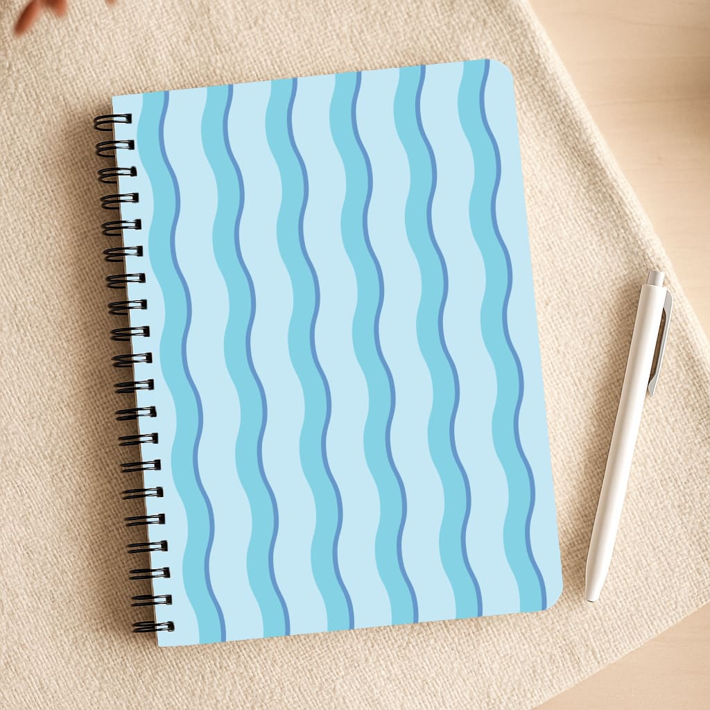 Blue Wavy Stripes Pattern Notepad