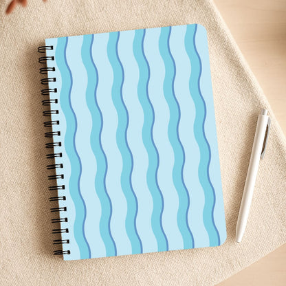 Blue Wavy Stripes Pattern Notepad