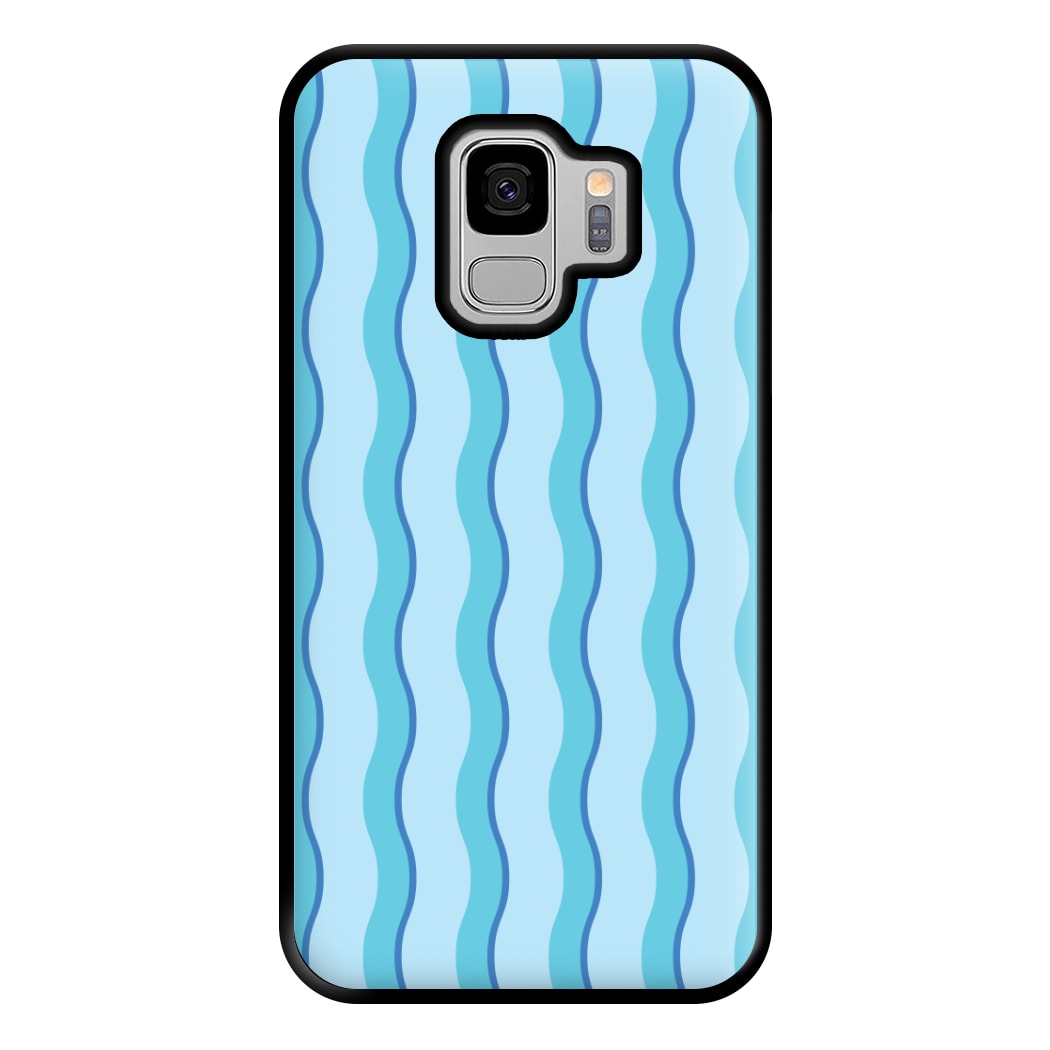 Blue Wavy Stripes Pattern Phone Case for Galaxy S9 Plus