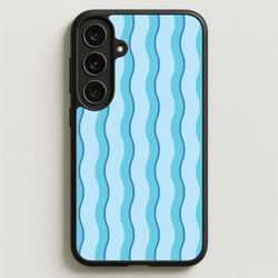 Blue Wavy Stripes Pattern Phone Case for Galaxy S25FE