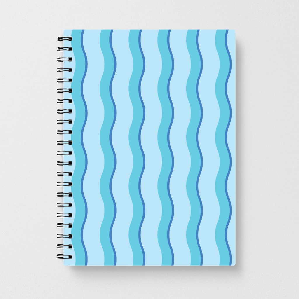 Blue Wavy Stripes Pattern Notebook