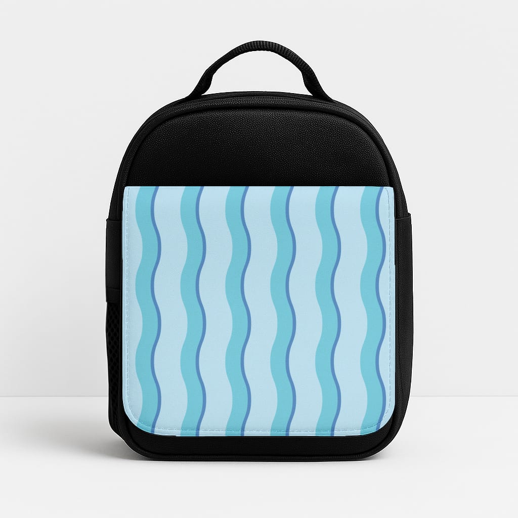 Blue Wavy Stripes Pattern Insulated Lunchbox