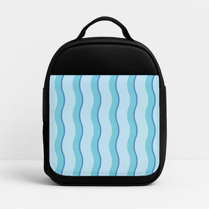 Blue Wavy Stripes Pattern Insulated Lunchbox
