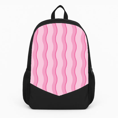 Pink Wavy Stripes Pattern Large Backpack