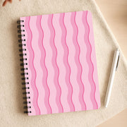 Pink Wavy Stripes Pattern Notebook 3