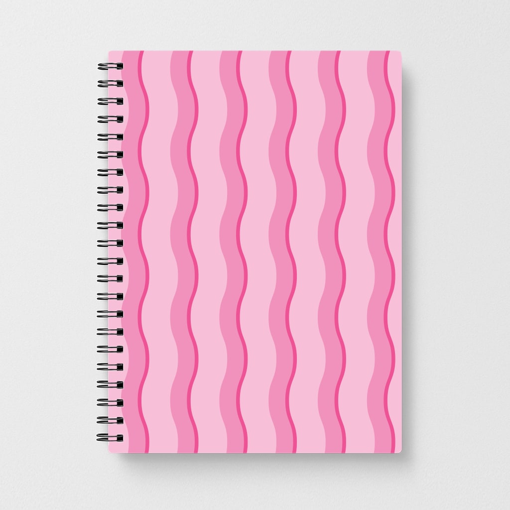 Pink Wavy Stripes Pattern Notebook