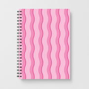 Pink Wavy Stripes Pattern Notebook 1