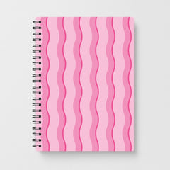 Pink Wavy Stripes Pattern Notebook