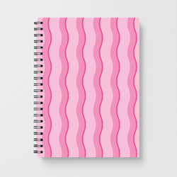 Pink Wavy Stripes Pattern Notebook