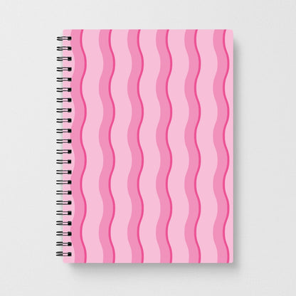 Pink Wavy Stripes Pattern Notebook