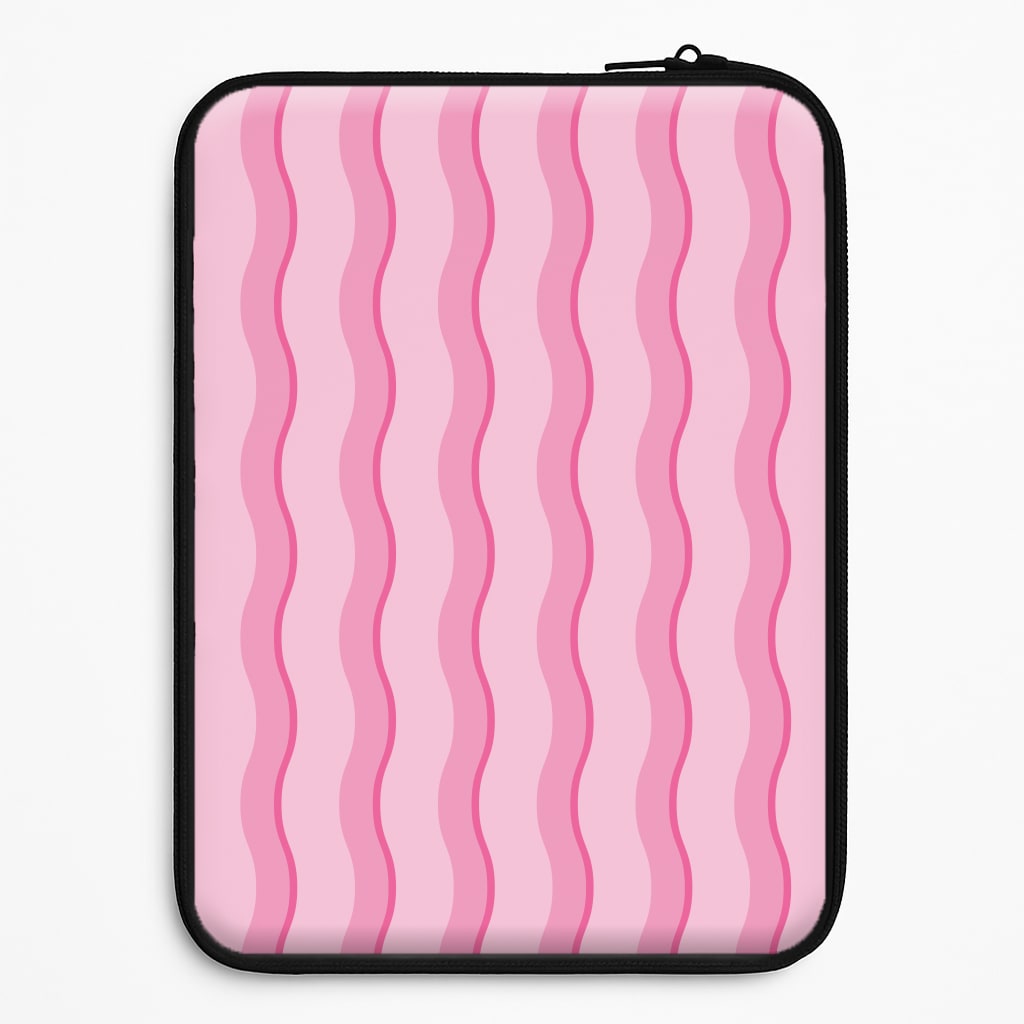 Pink Wavy Stripes Pattern Laptop Sleeve