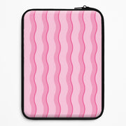Pink Wavy Stripes Pattern Laptop Sleeve 1