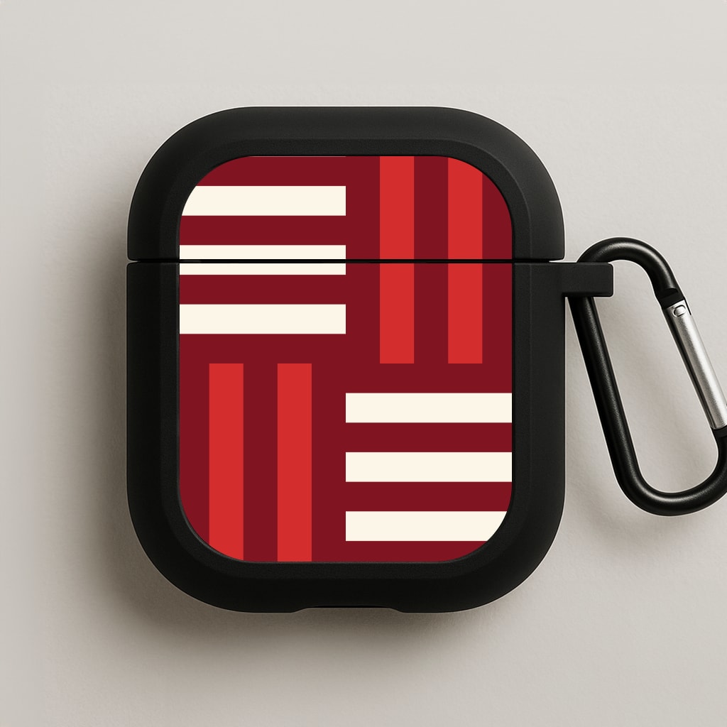 Red And White Geometric Stripes AirPods Case