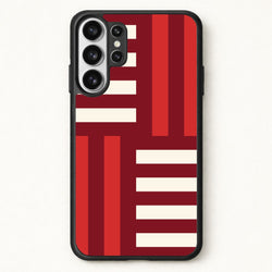 Red And White Geometric Stripes Phone Case for Galaxy S26 Ultra