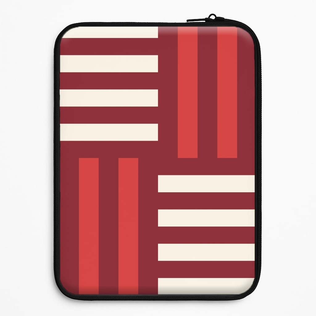 Red And White Geometric Stripes Laptop Sleeve
