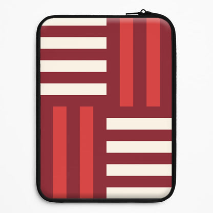 Red And White Geometric Stripes Universal Laptop Sleeve