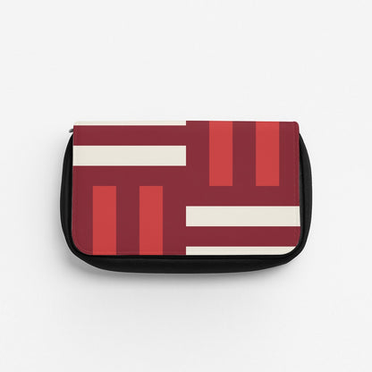 Red And White Geometric Stripes Pencil Case