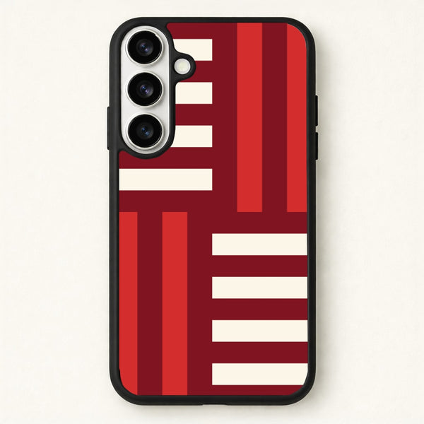 Red And White Geometric Stripes Phone Case for Galaxy S26 Plus