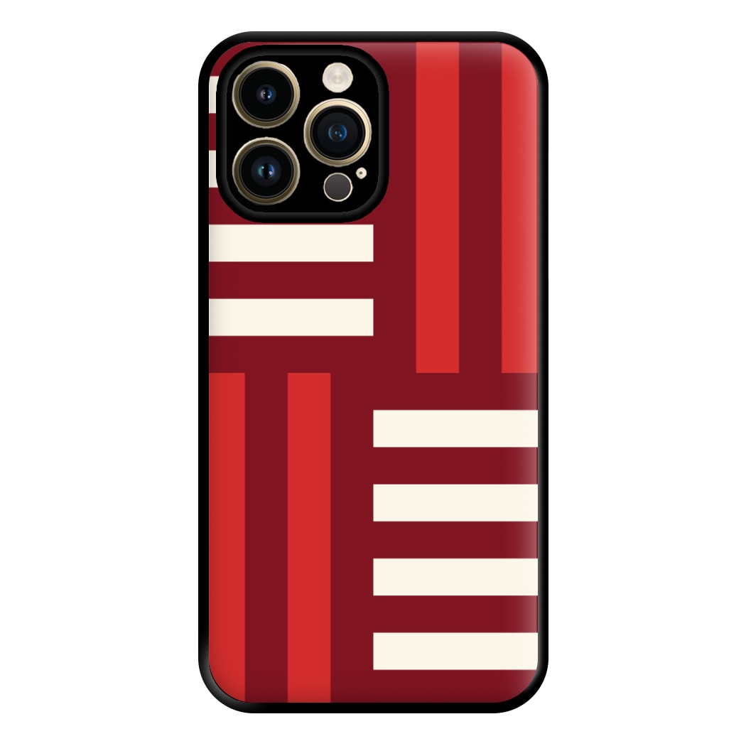 Red And White Geometric Stripes Phone Case for iPhone 14 Pro Max