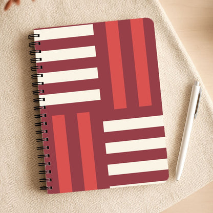 Red And White Geometric Stripes Notepad