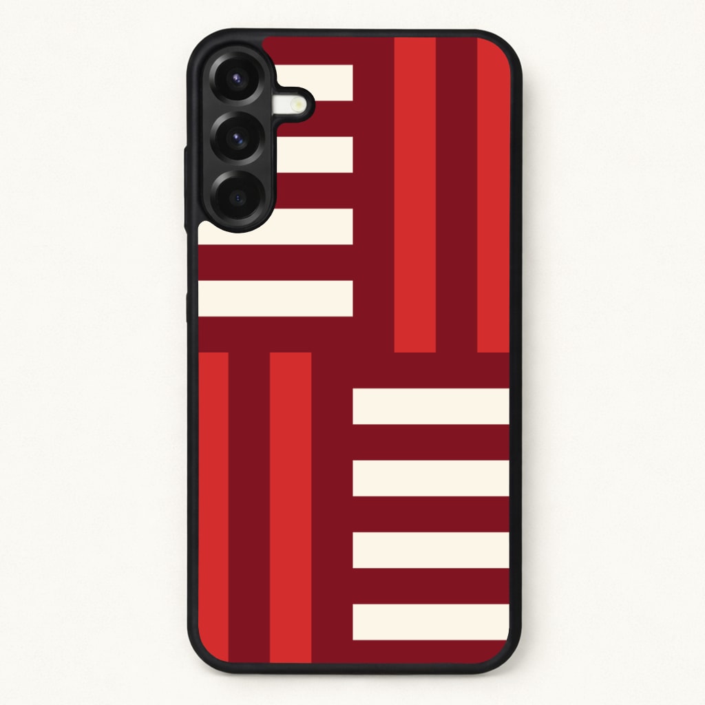 Red And White Geometric Stripes Phone Case for Galaxy A37