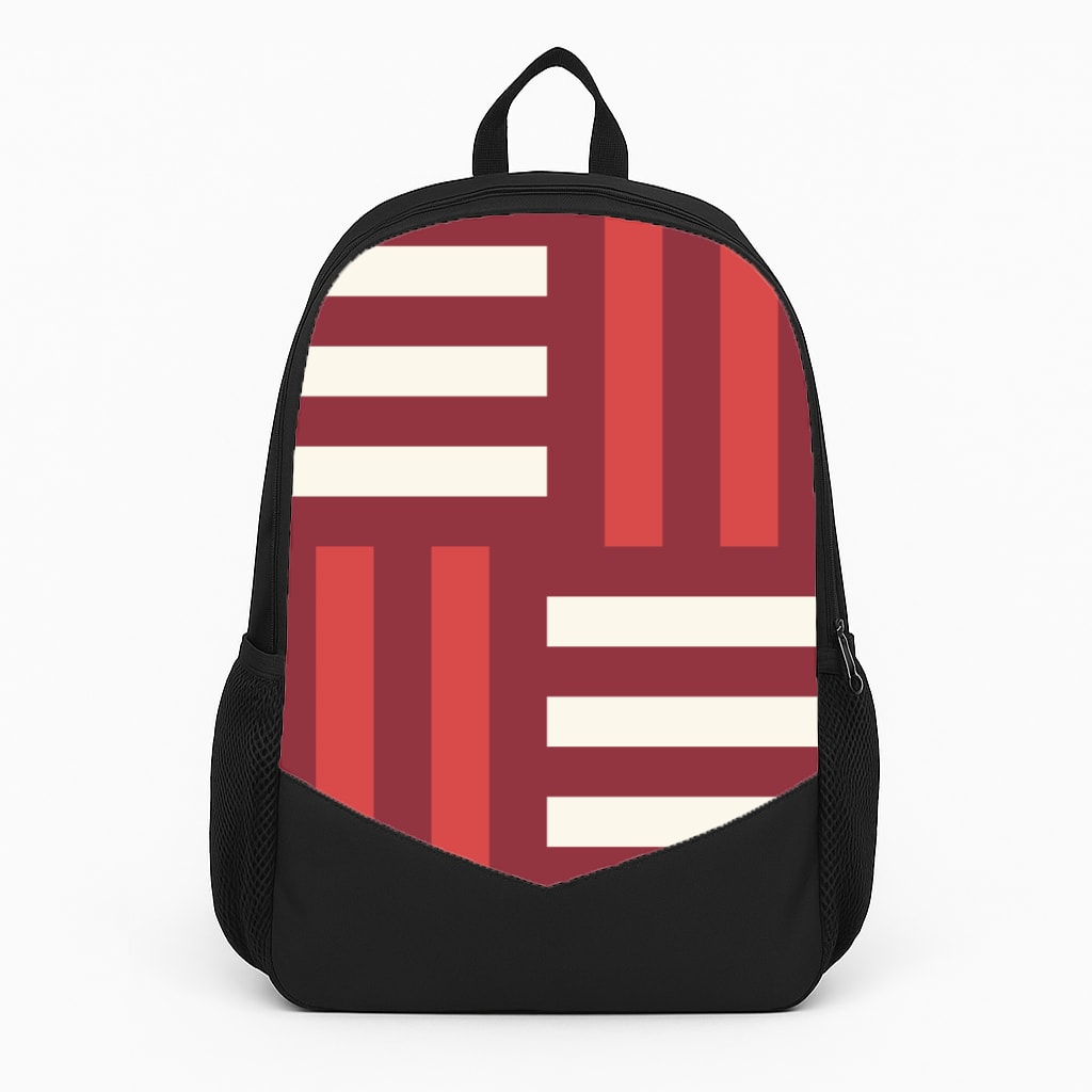 Red And White Geometric Stripes Backpack