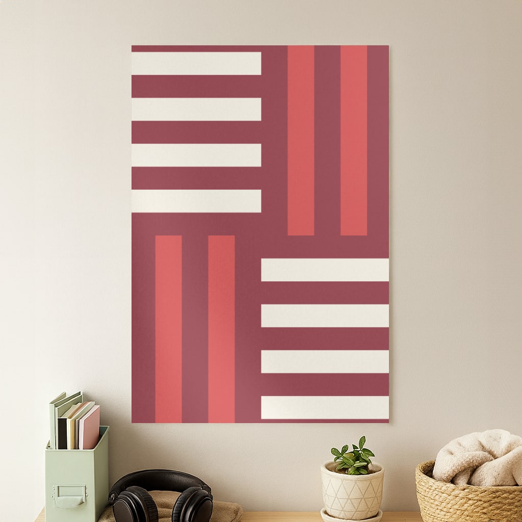 Red And White Geometric Stripes Poster