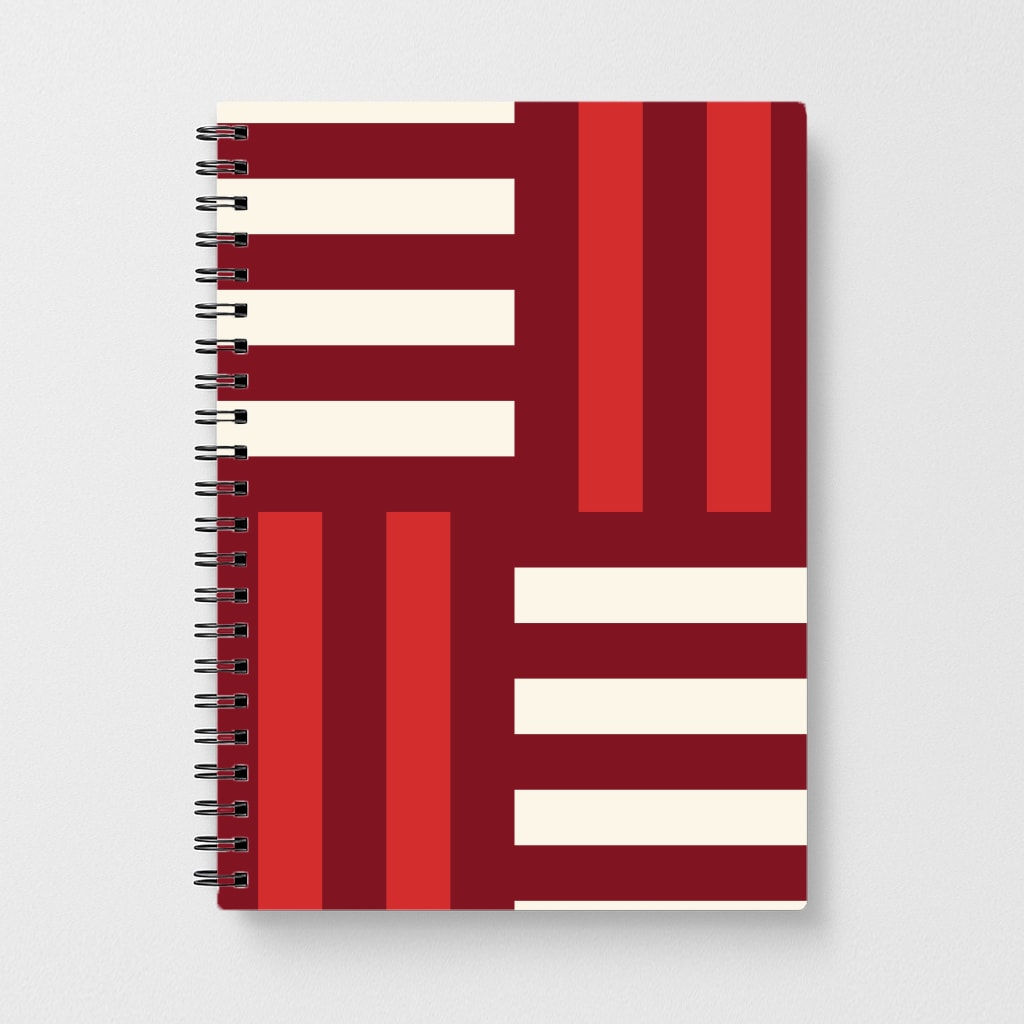 Red And White Geometric Stripes Notebook