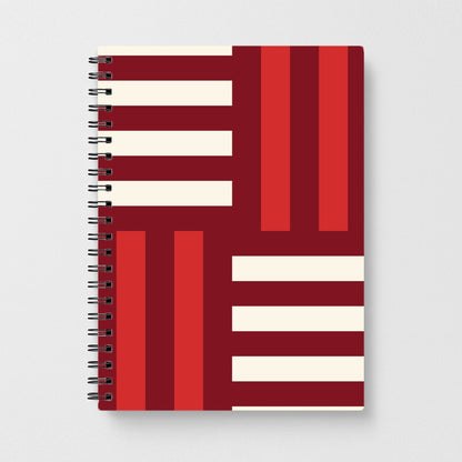 Red And White Geometric Stripes Notebook
