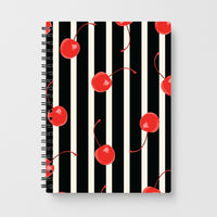 Black And White Stripes With Cherries Notebook
