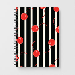 Black And White Stripes With Cherries Notebook