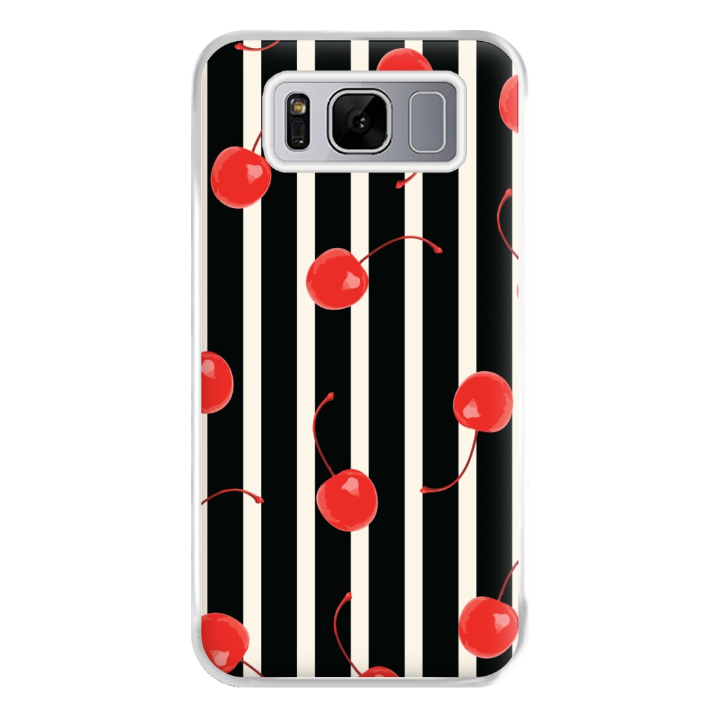 Black And White Stripes With Cherries Phone Case for Galaxy S8 Plus