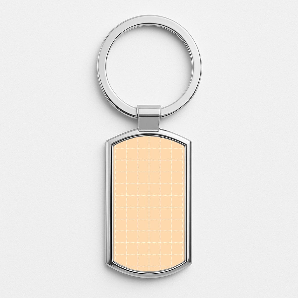 Criss Cross Peach Stripes Silver Keyring