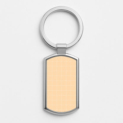 Criss Cross Peach Stripes Silver Keyring