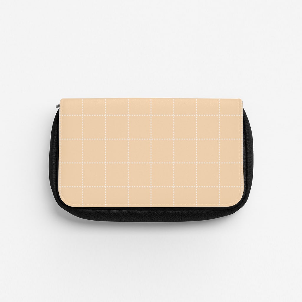 Criss Cross Peach Stripes Pencil Case