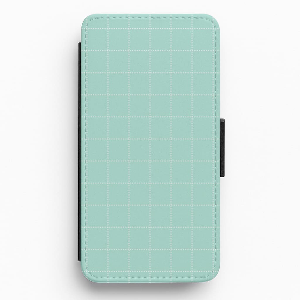 Criss Cross Cyan Stripes Flip / Wallet Phone Case