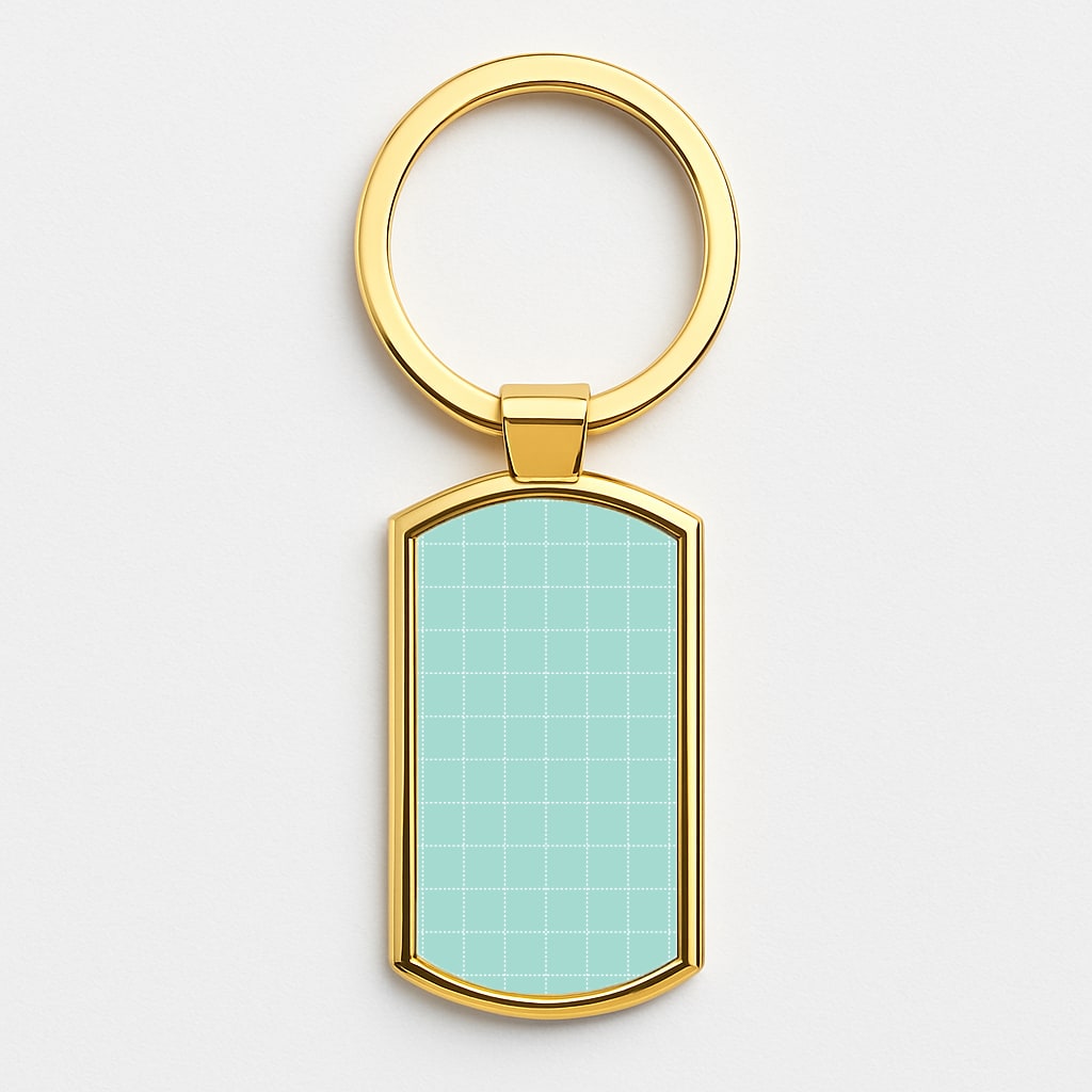 Criss Cross Cyan Stripes Gold Keyring