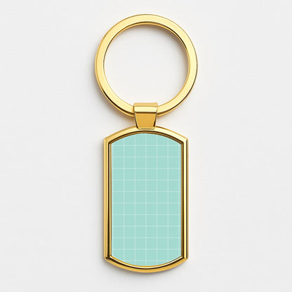 Criss Cross Cyan Stripes Gold Keyring