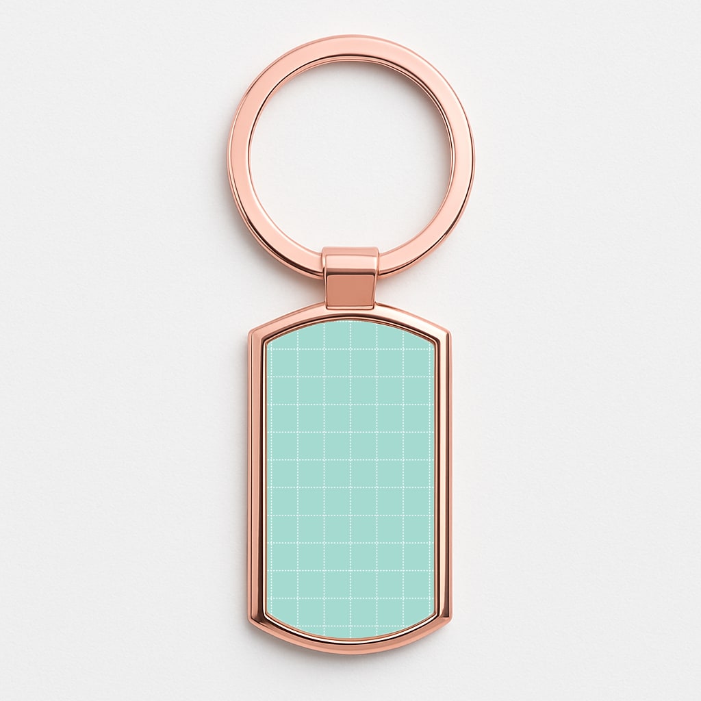 Criss Cross Cyan Stripes Rose Gold Keyring