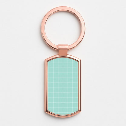 Criss Cross Cyan Stripes Rose Gold Keyring