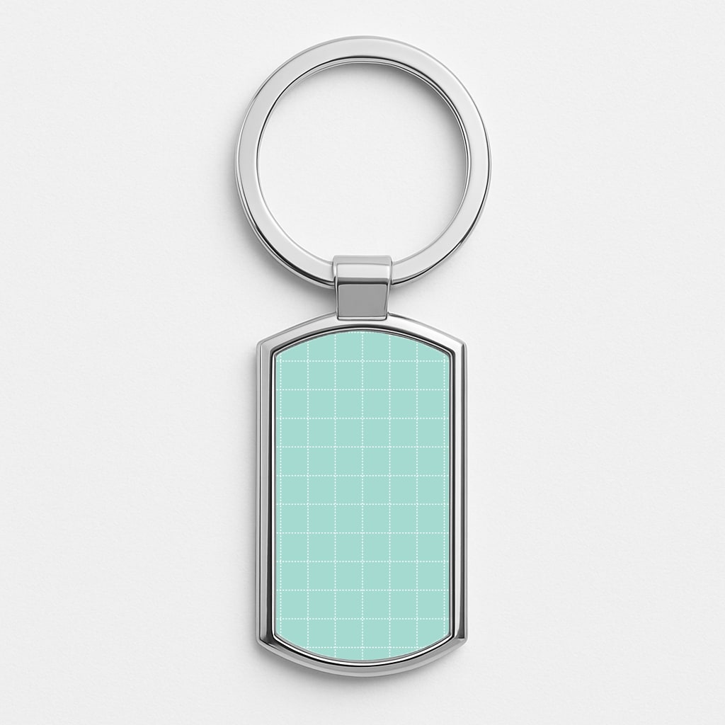 Criss Cross Cyan Stripes Silver Keyring