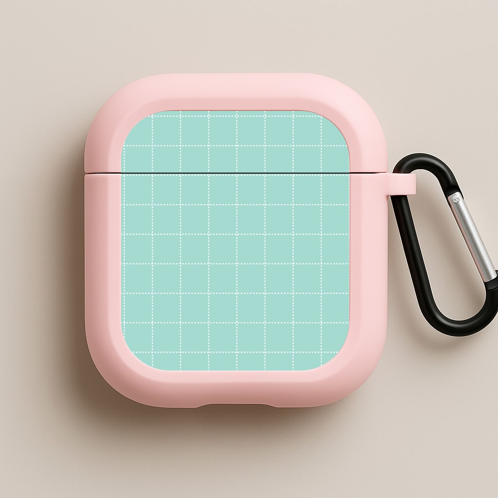 Criss Cross Cyan Stripes Pink AirPods Case