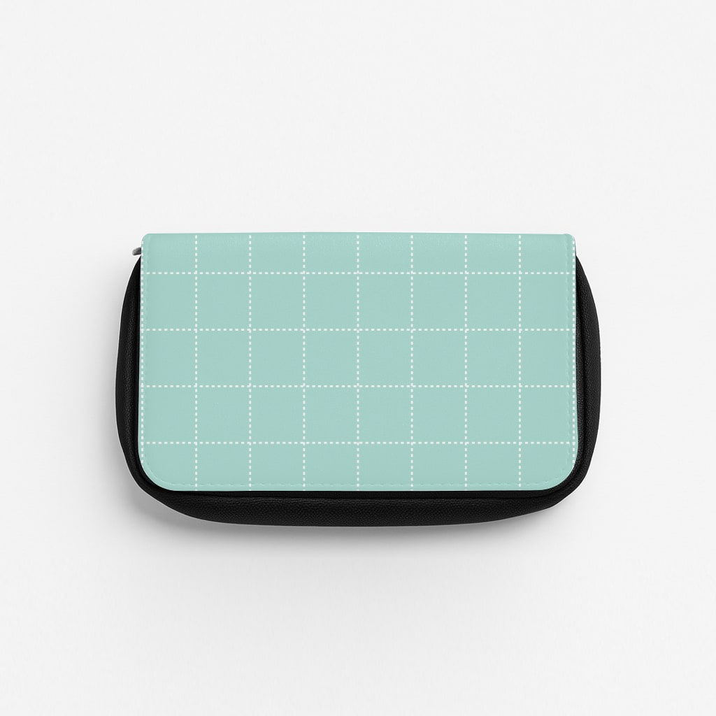 Criss Cross Cyan Stripes Pencil Case