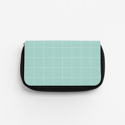 Criss Cross Cyan Stripes Pencil Case