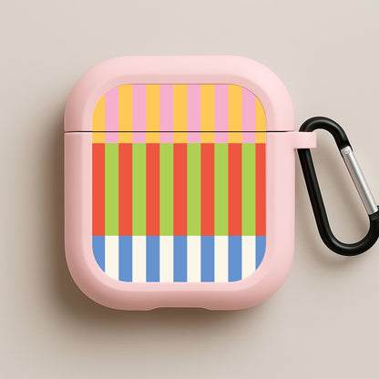 Colourful Stripes Pattern Pink AirPods Case