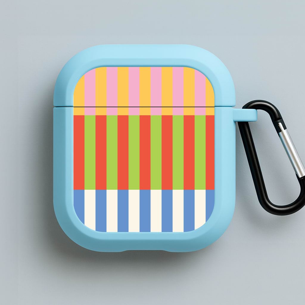 Colourful Stripes Pattern Blue AirPods Case