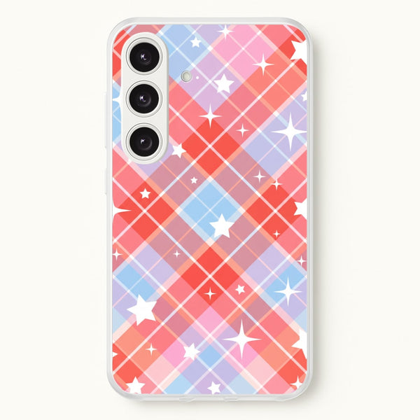 Coral Plaid Starfall Phone Case - Galaxy S24 Plus / Standard