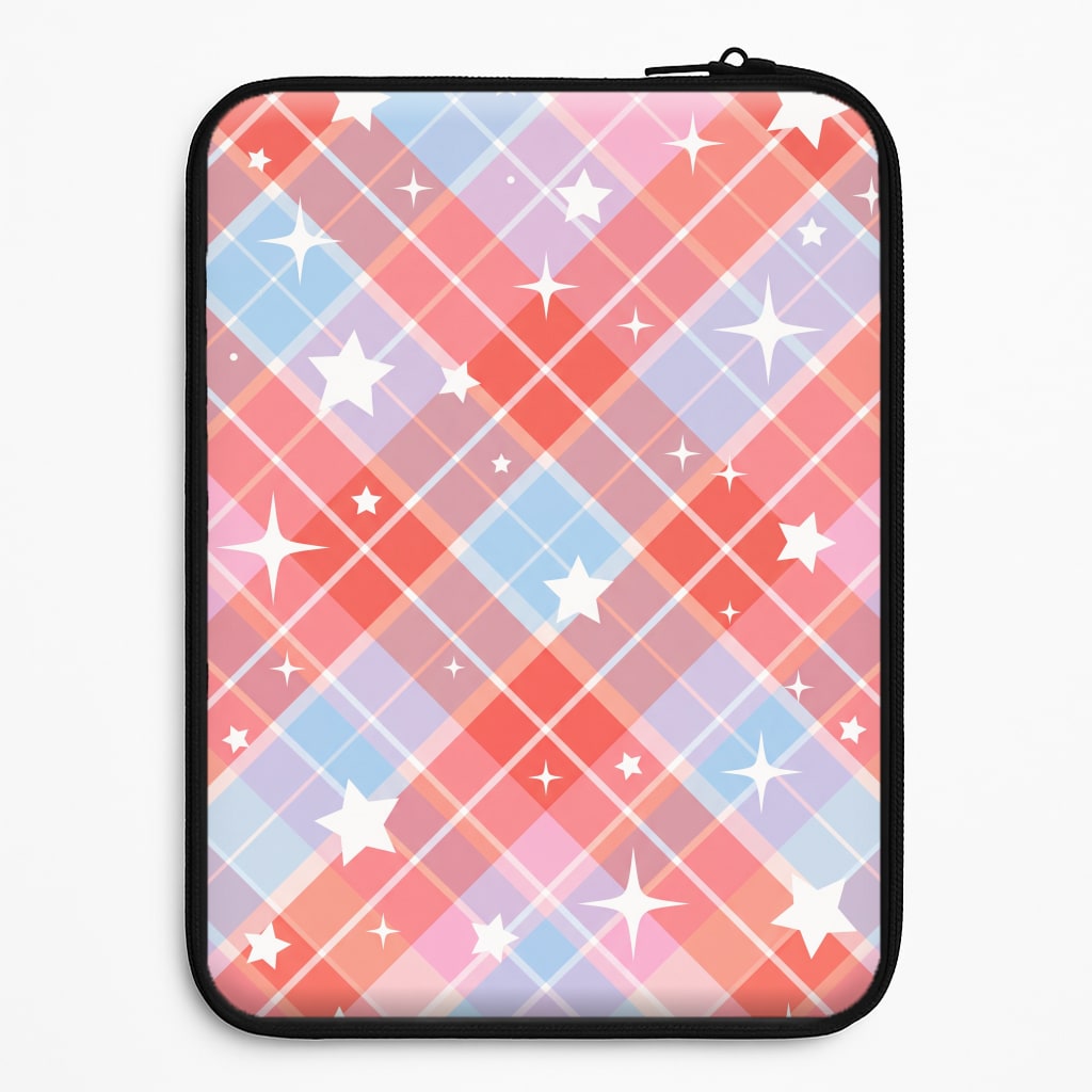 Coral Plaid Starfall Laptop Sleeve