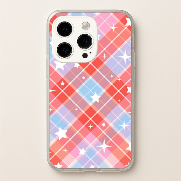 Coral Plaid Starfall Phone Case - iPhone 14 Pro / Standard