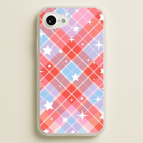 Coral Plaid Starfall Phone Case - iPhone 16e / Standard
